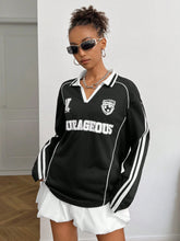 Women's Sportswear Graphics White Over Size Long Sleeve Jersey T Shirt